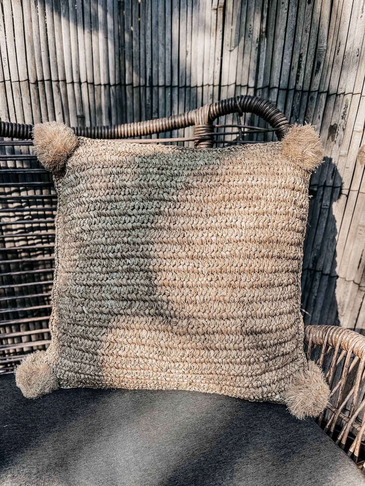 POM POM Raffia Cushion Cover