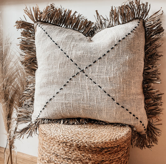 Cotton & Raffia Cushion Cover 50x50