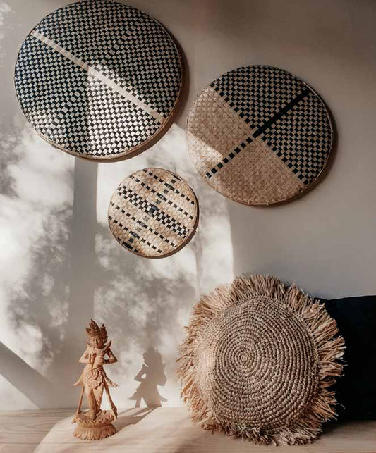 Bamboo Decorative Jute Wall Trays (Set of 3)