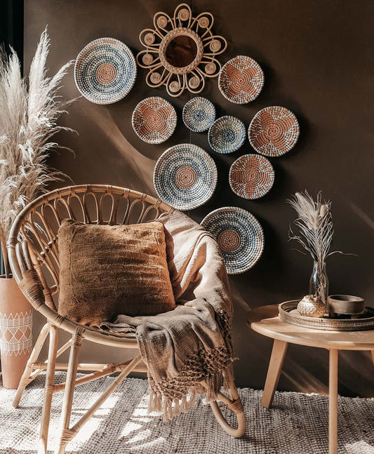 Seagrass BOHO Wall Baskets Decor (Set of 3)