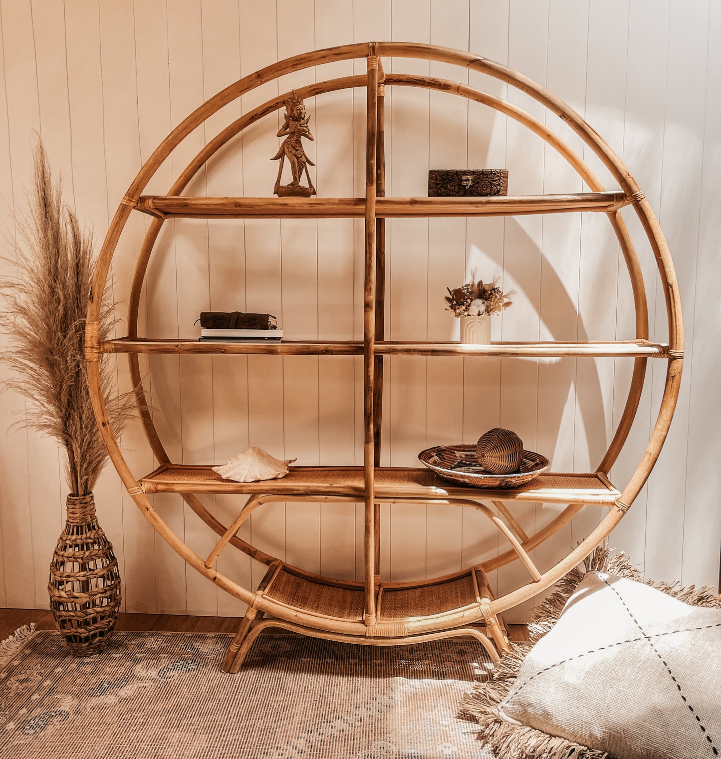 Large Rattan MOON Bookcase