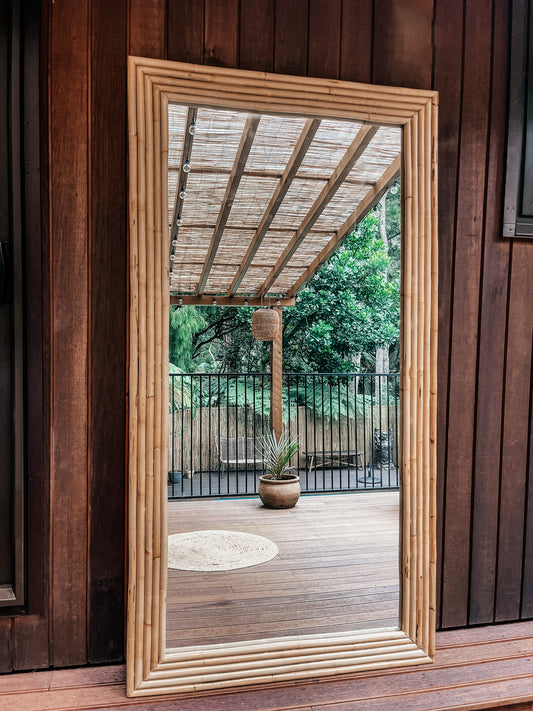 LA PAZ Rattan Floor Mirror