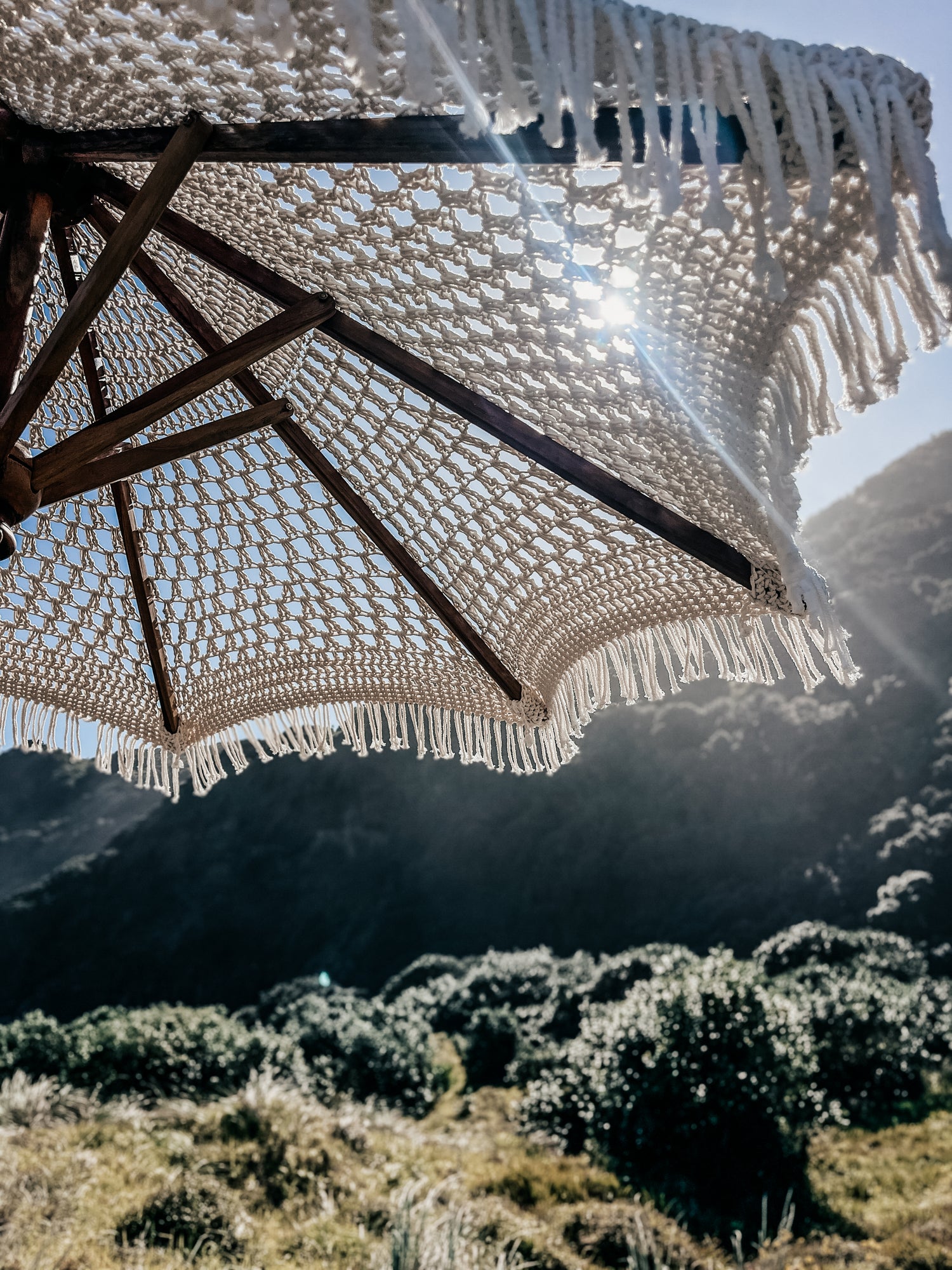 crochet patio umbrella Macrame Crochet Umbrella – Boho Bara
