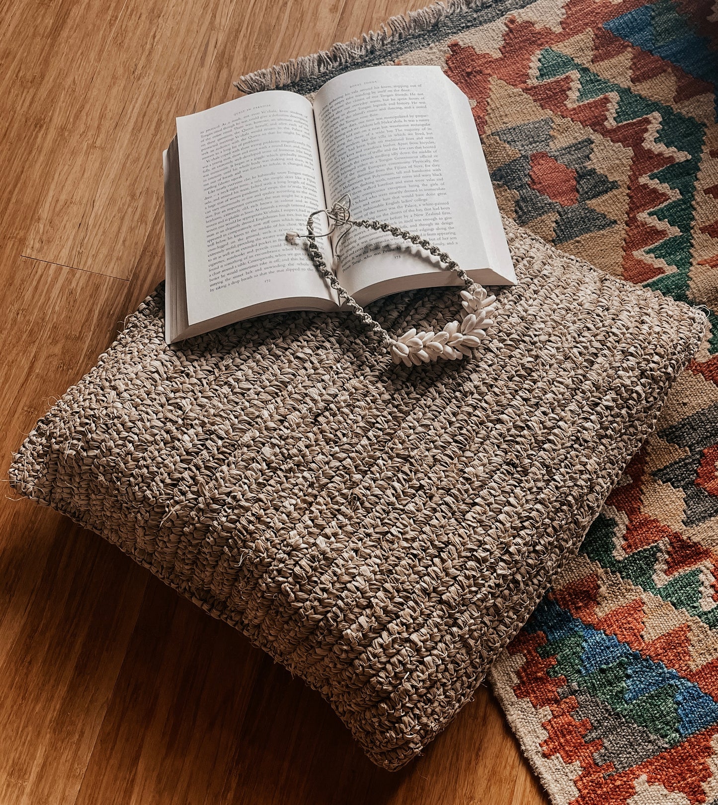 Natural Raffia Square Cushion Cover